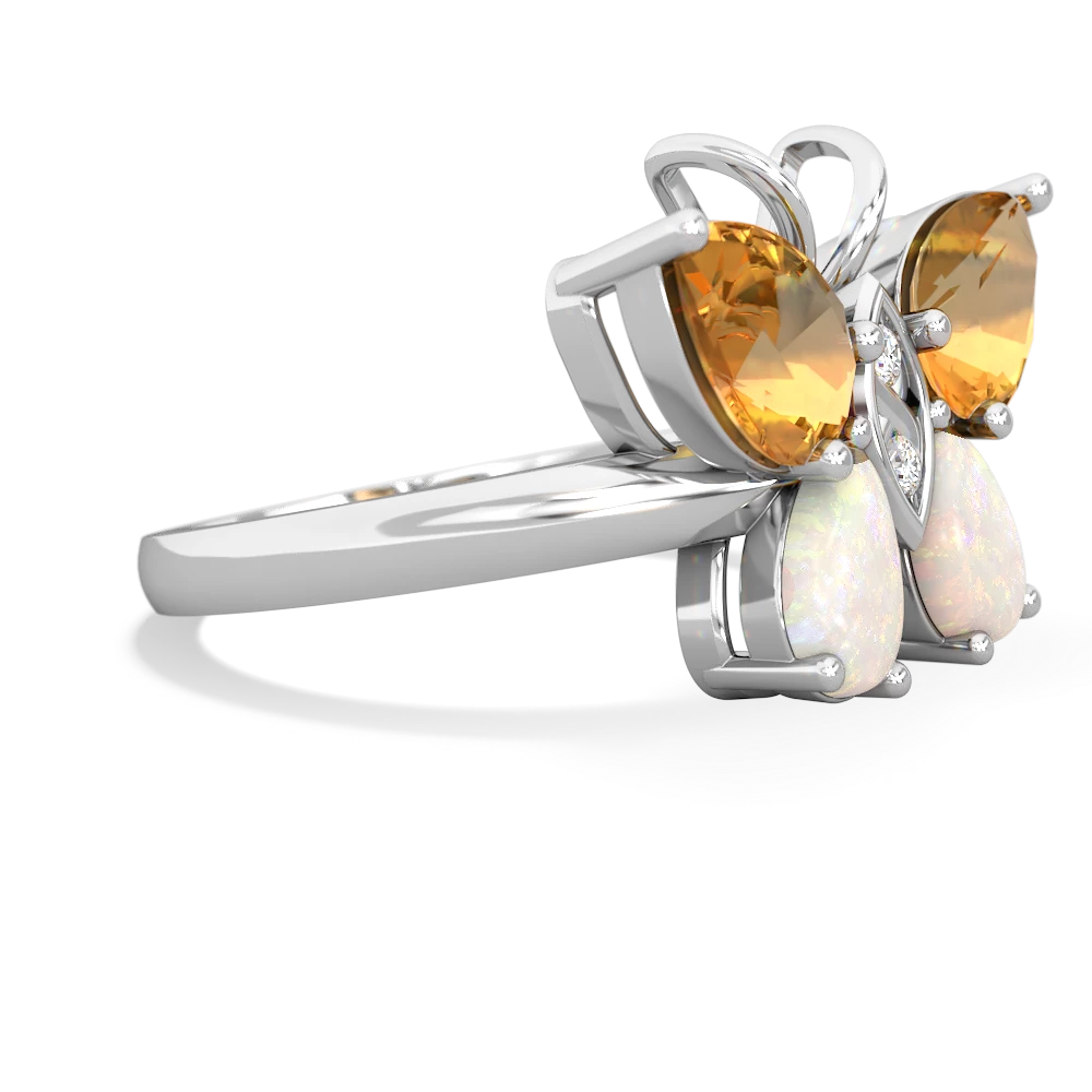 Citrine Butterfly 14K White Gold ring R2215