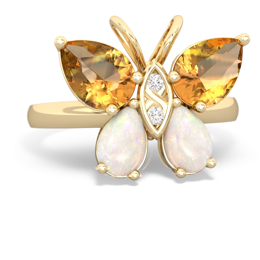 Citrine Butterfly 14K Yellow Gold ring R2215