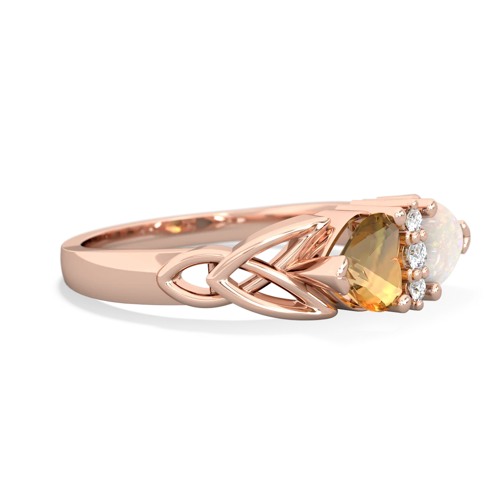Citrine Celtic Knot Double Heart 14K Rose Gold ring R5040