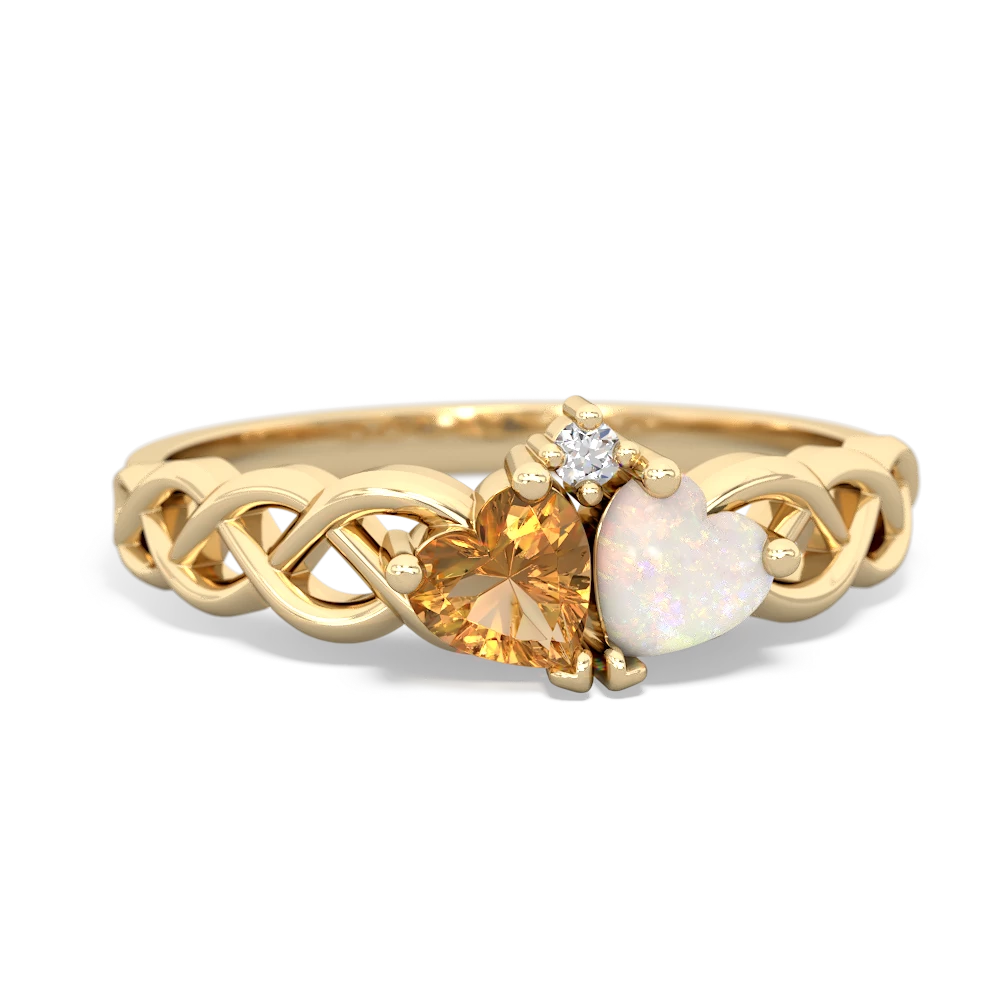 Citrine Heart To Heart Braid 14K Yellow Gold ring R5870