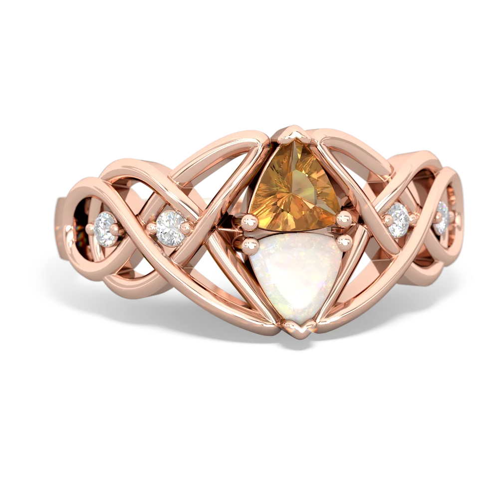 Citrine Keepsake Celtic Knot 14K Rose Gold ring R5300