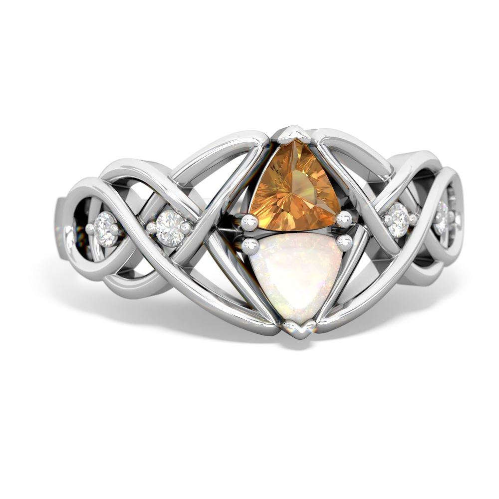 Citrine Keepsake Celtic Knot 14K White Gold ring R5300