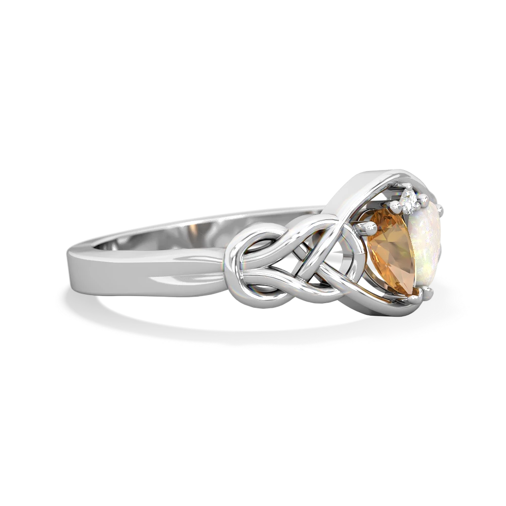 Citrine Celtic Love Knot 14K White Gold ring R5420
