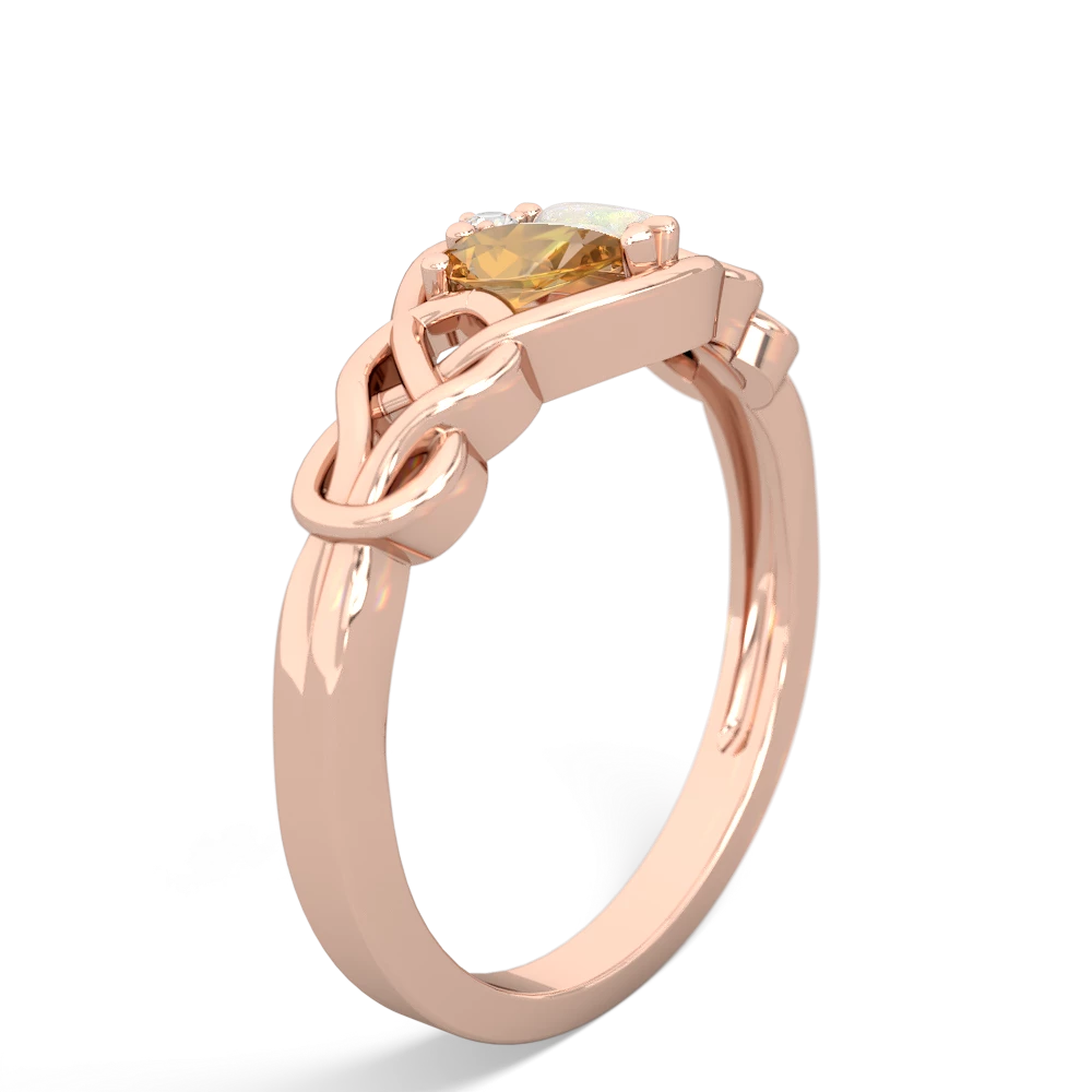 Citrine Celtic Love Knot 14K Rose Gold ring R5420