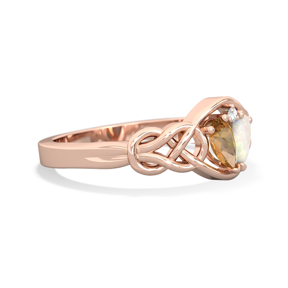 Citrine Celtic Love Knot 14K Rose Gold ring R5420