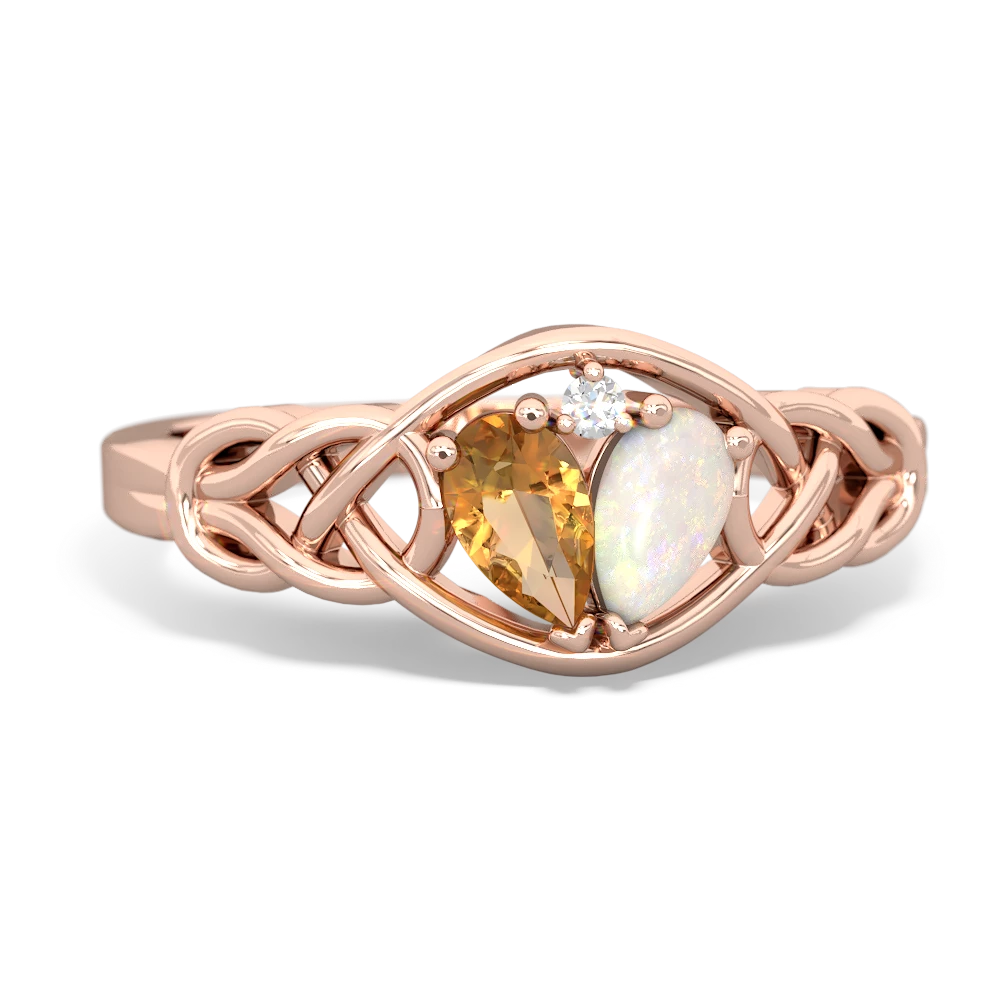 Citrine Celtic Love Knot 14K Rose Gold ring R5420