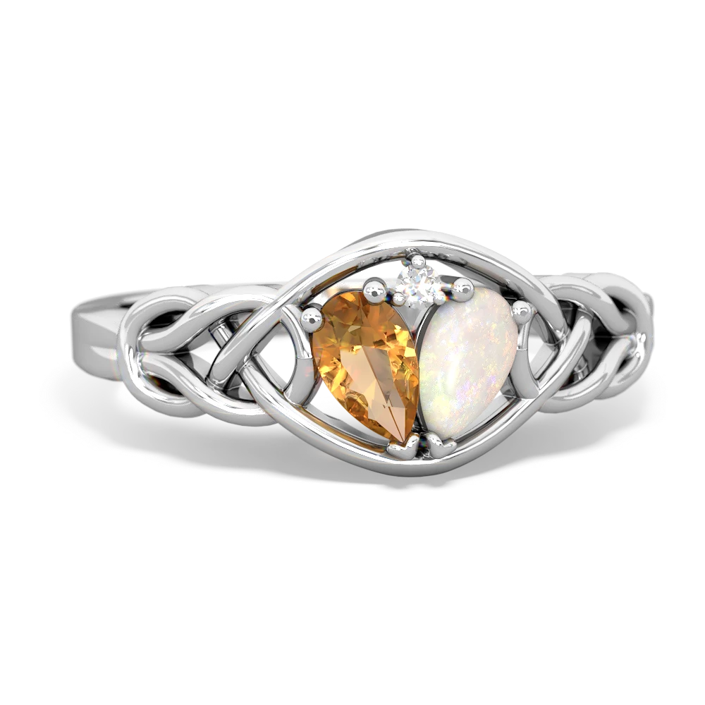 Citrine Celtic Love Knot 14K White Gold ring R5420