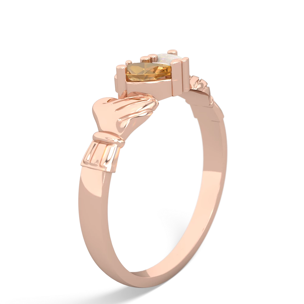 Citrine 'Our Heart' Claddagh 14K Rose Gold ring R2388