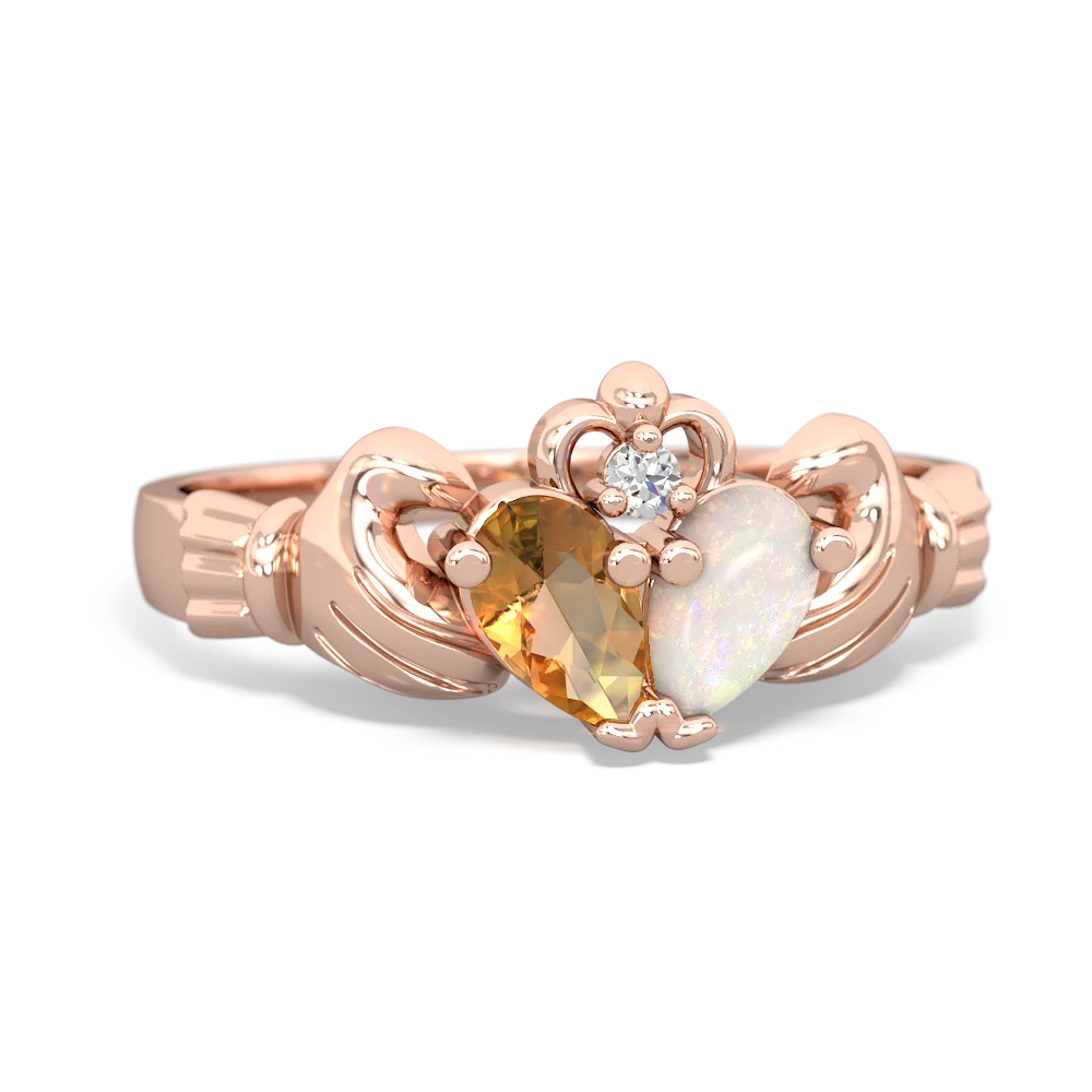 Citrine 'Our Heart' Claddagh 14K Rose Gold ring R2388