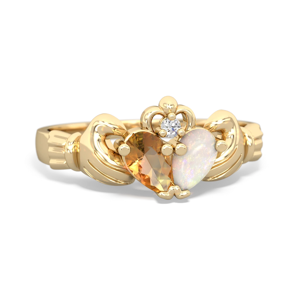 Citrine 'Our Heart' Claddagh 14K Yellow Gold ring R2388