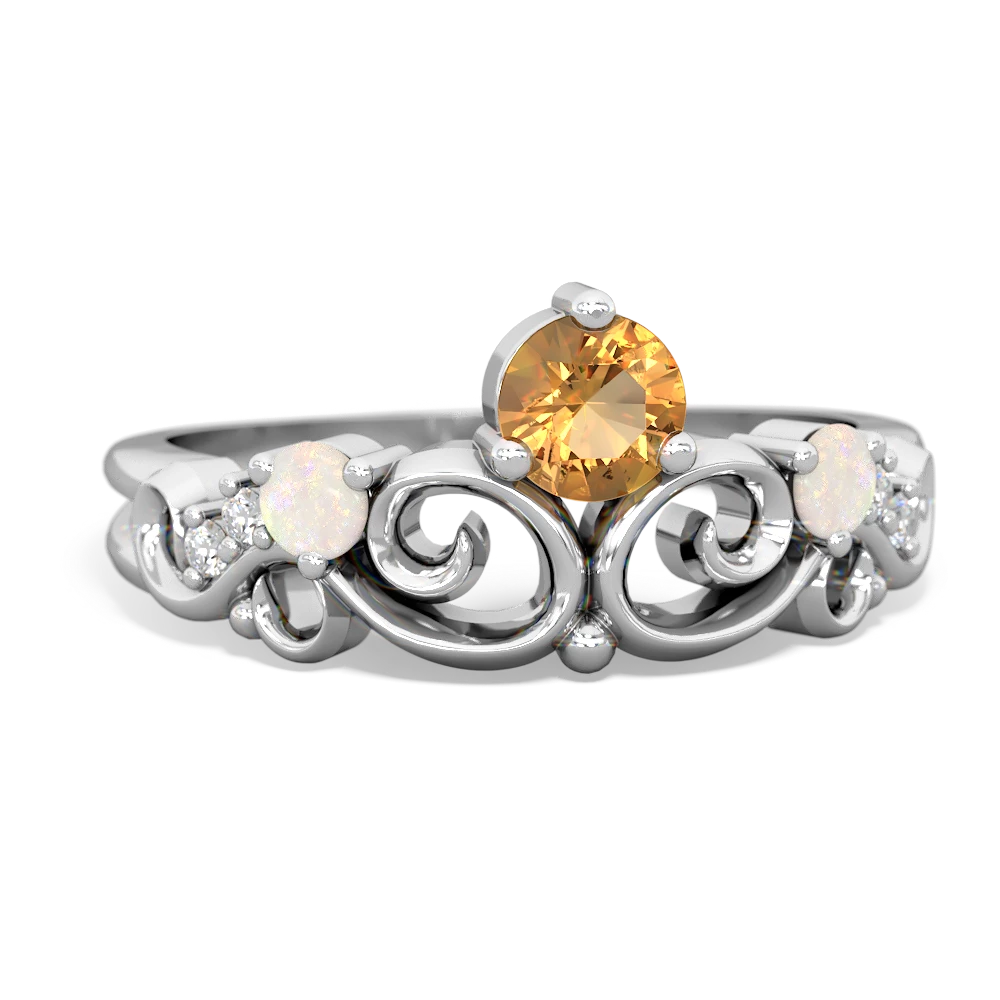 Citrine Crown Keepsake 14K White Gold ring R5740