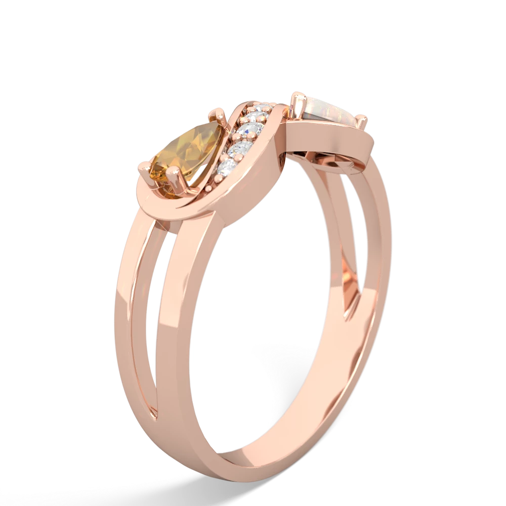 Citrine Diamond Infinity 14K Rose Gold ring R5390