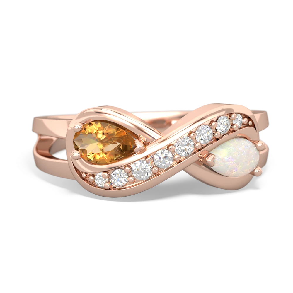 Citrine Diamond Infinity 14K Rose Gold ring R5390