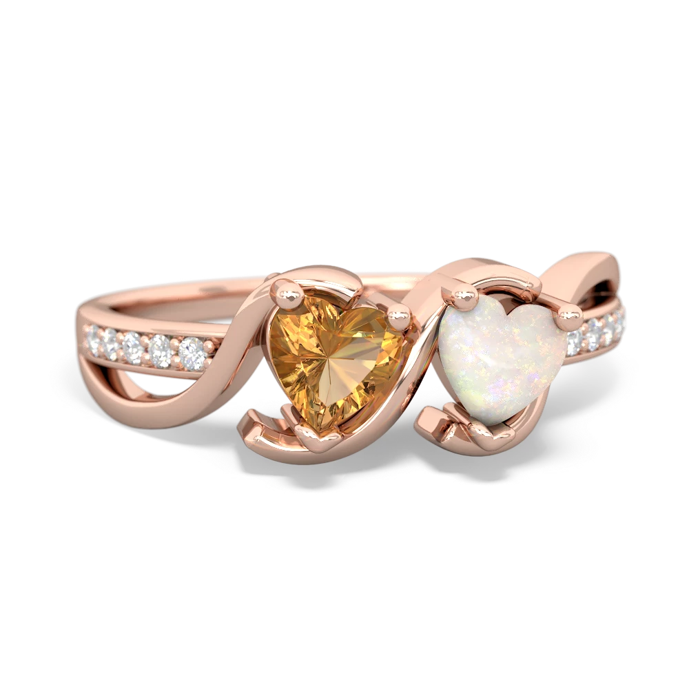 Citrine Side By Side 14K Rose Gold ring R3090