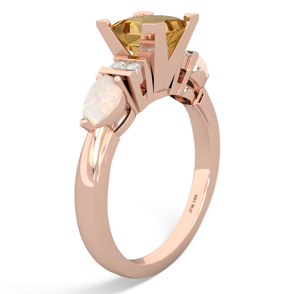 Citrine 6Mm Princess Eternal Embrace Engagement 14K Rose Gold ring C2002