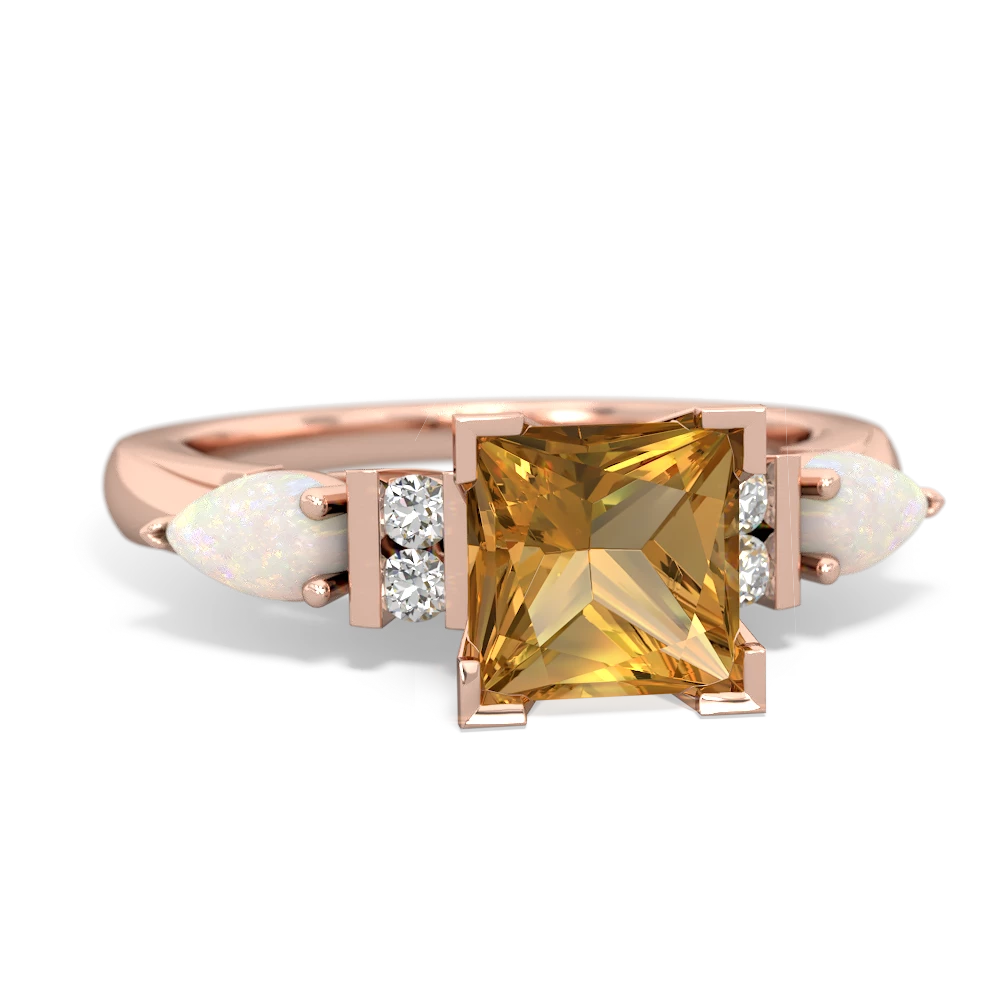 Citrine 6Mm Princess Eternal Embrace Engagement 14K Rose Gold ring C2002