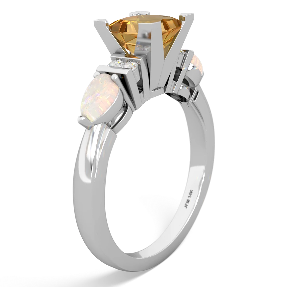 Citrine 6Mm Princess Eternal Embrace Engagement 14K White Gold ring C2002