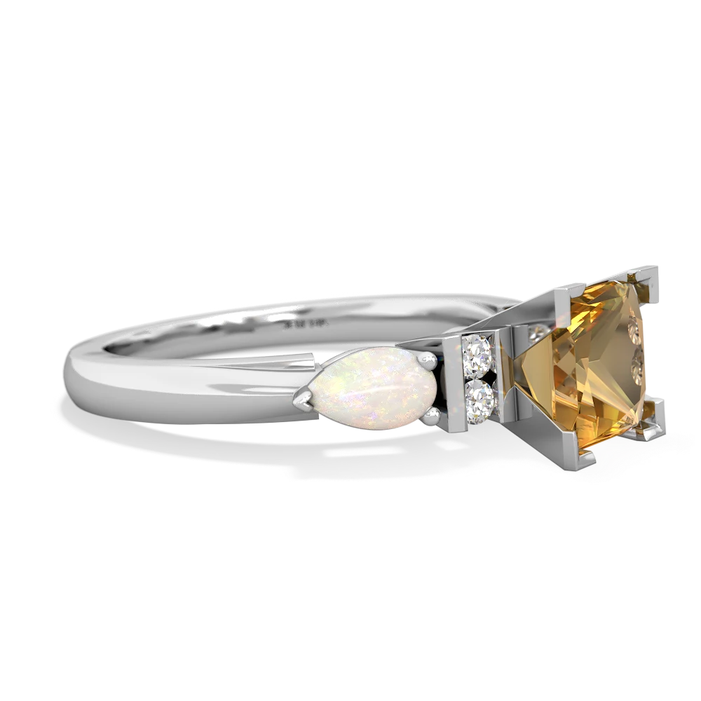 Citrine 6Mm Princess Eternal Embrace Engagement 14K White Gold ring C2002