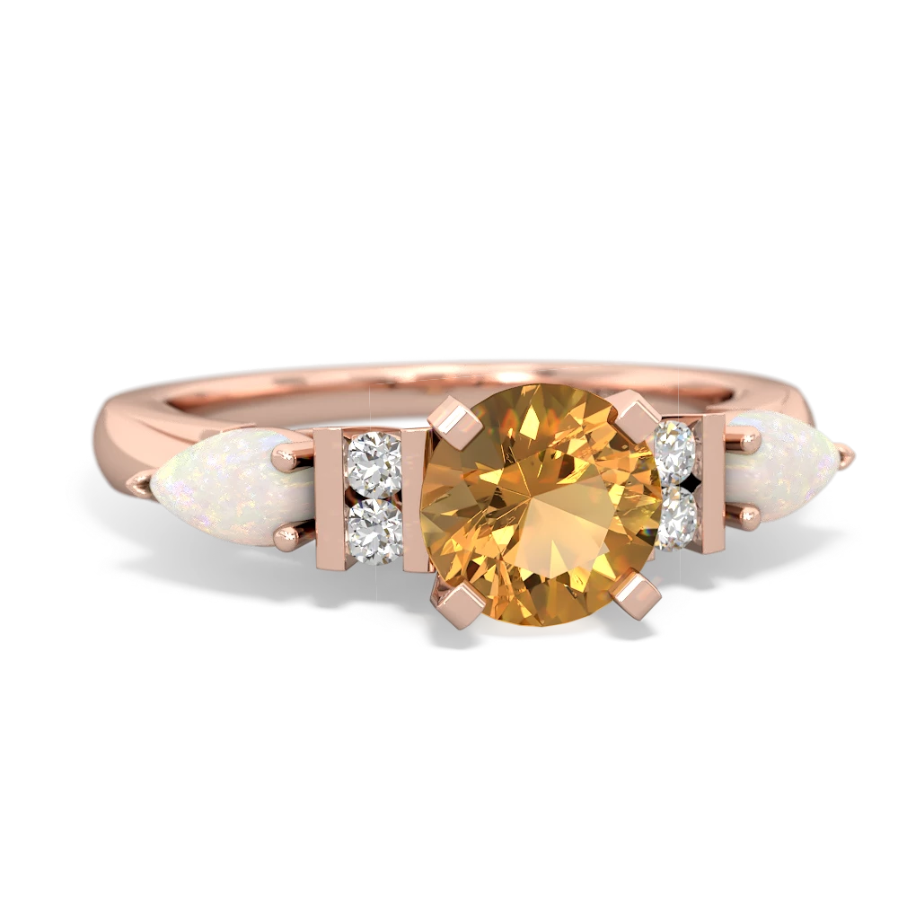 Citrine 6Mm Round Eternal Embrace Engagement 14K Rose Gold ring R2005