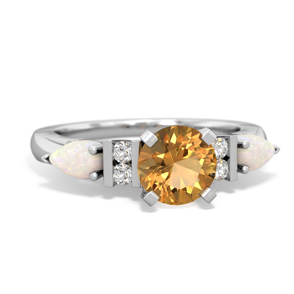 Citrine 6Mm Round Eternal Embrace Engagement 14K White Gold ring R2005