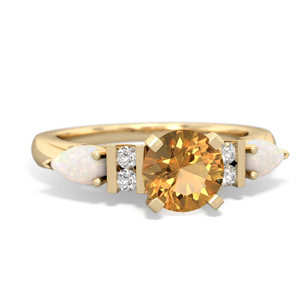 Citrine 6Mm Round Eternal Embrace Engagement 14K Yellow Gold ring R2005