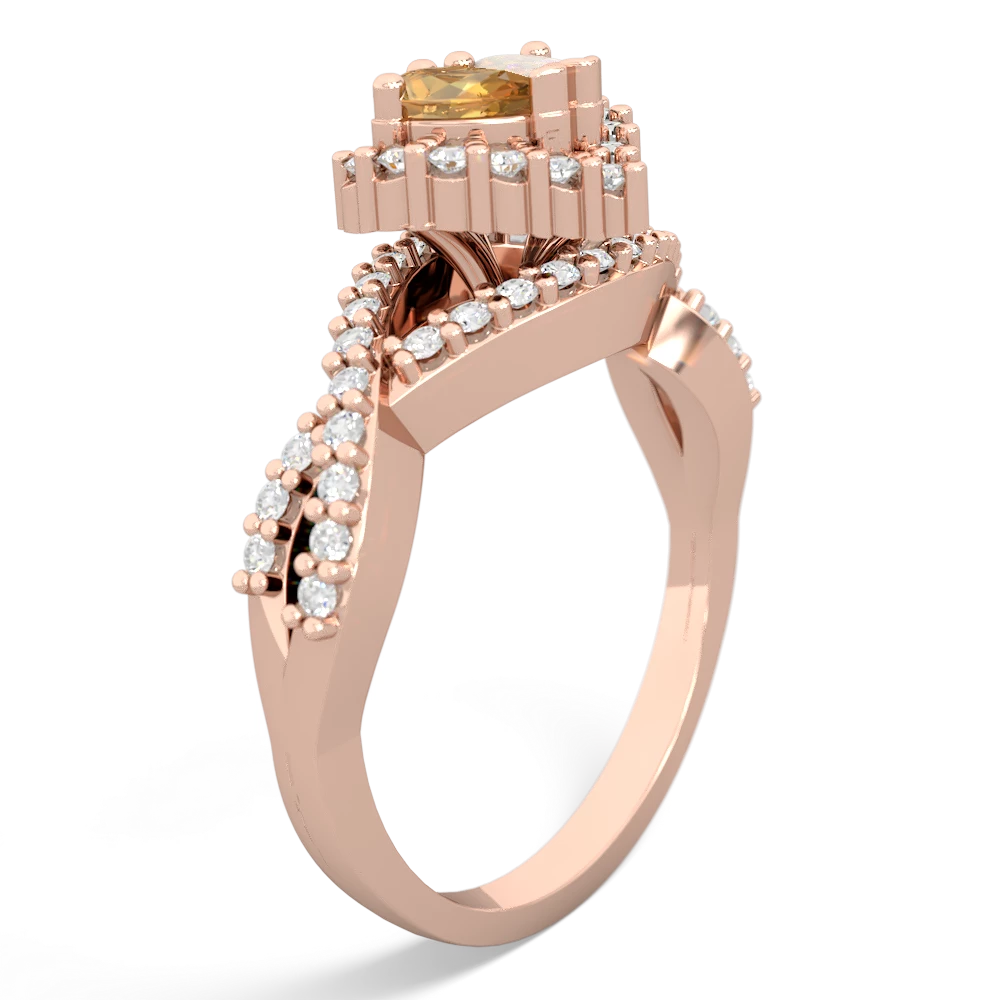 Citrine Diamond Twist 'One Heart' 14K Rose Gold ring R2640HRT