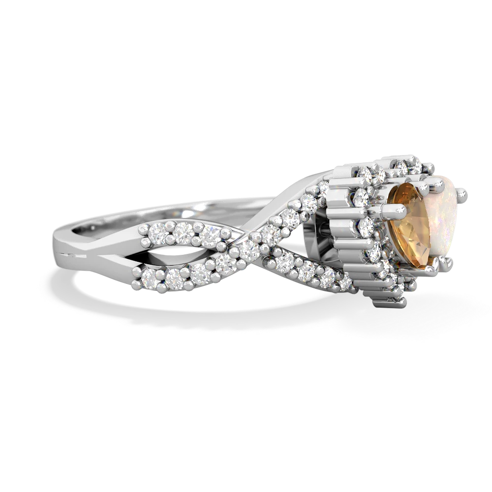 Citrine Diamond Twist 'One Heart' 14K White Gold ring R2640HRT