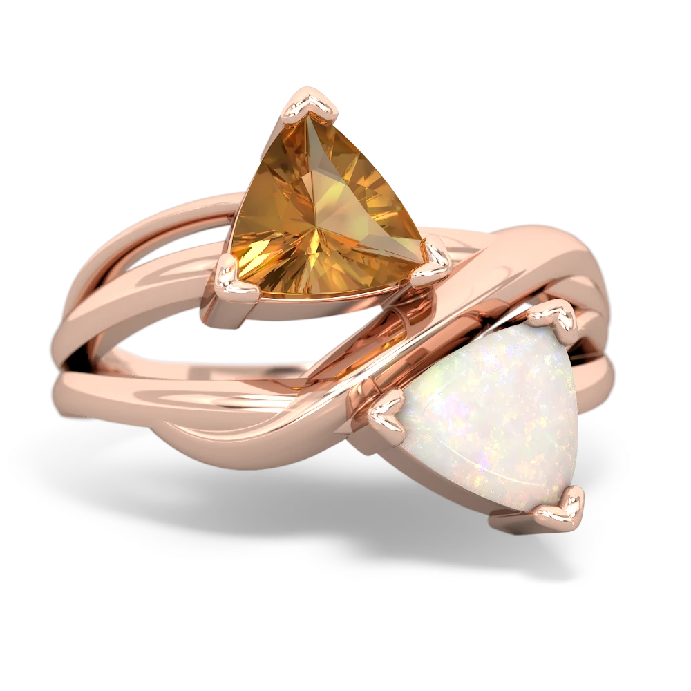 Citrine Split Band Swirl 14K Rose Gold ring R2341