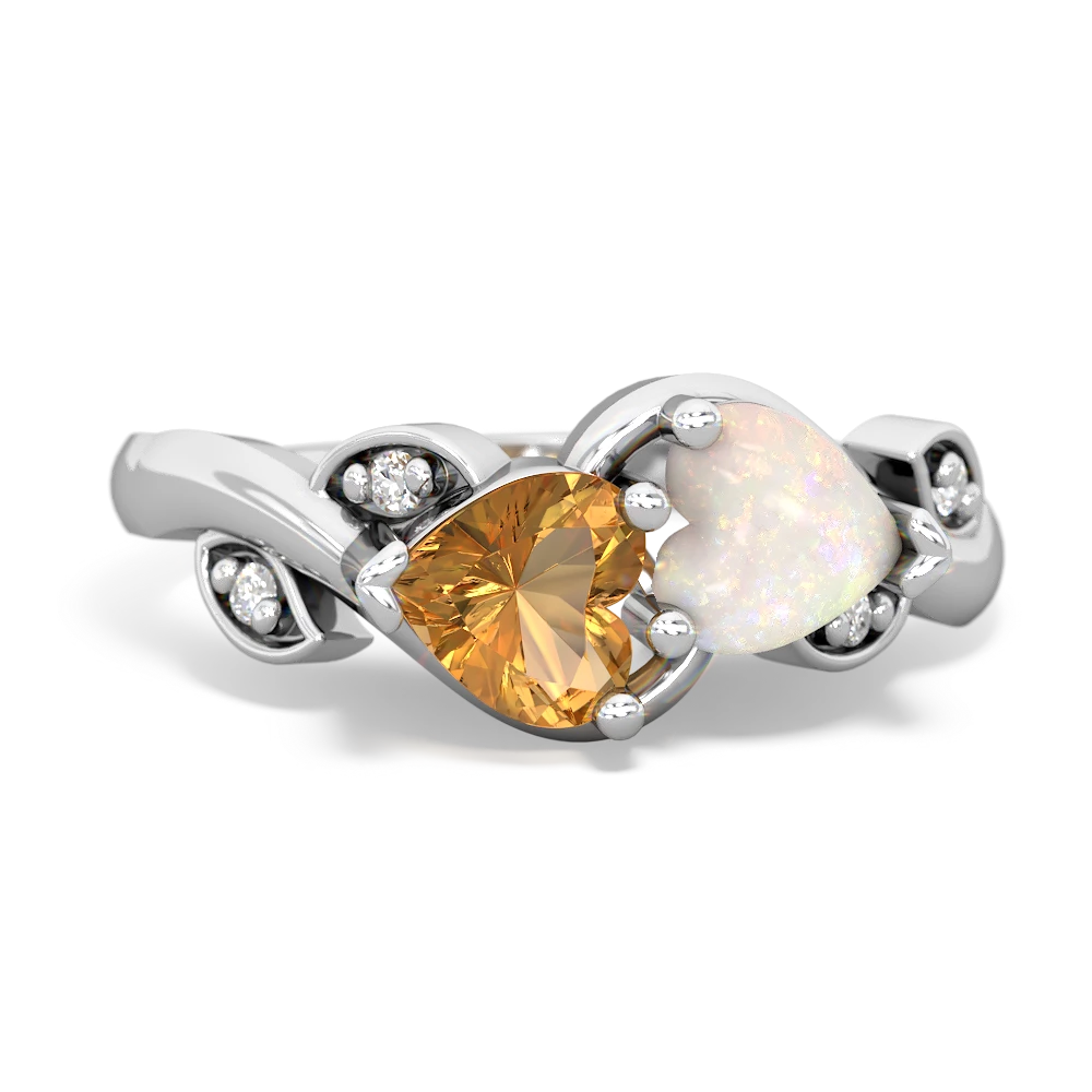 Citrine Floral Elegance 14K White Gold ring R5790