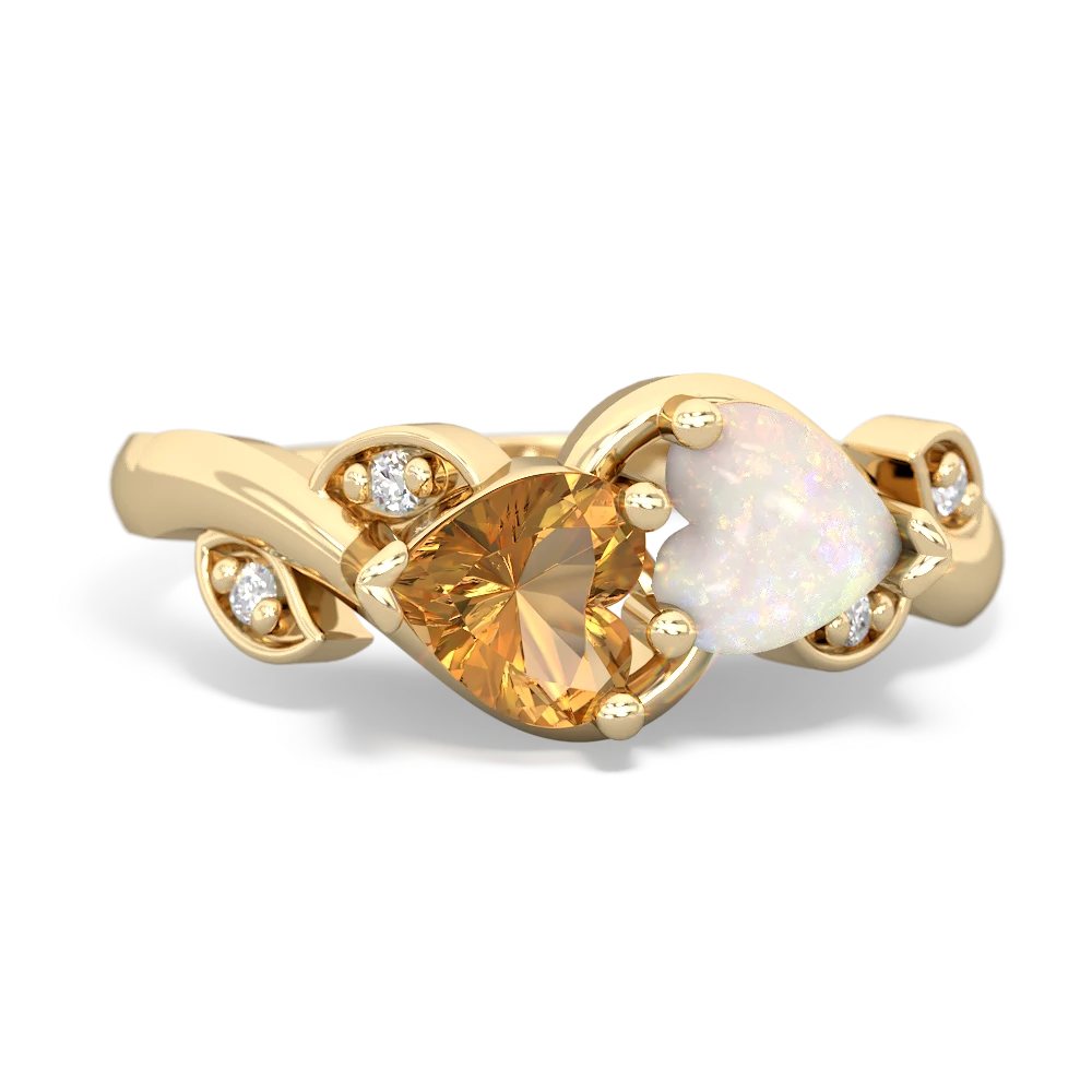 Citrine Floral Elegance 14K Yellow Gold ring R5790