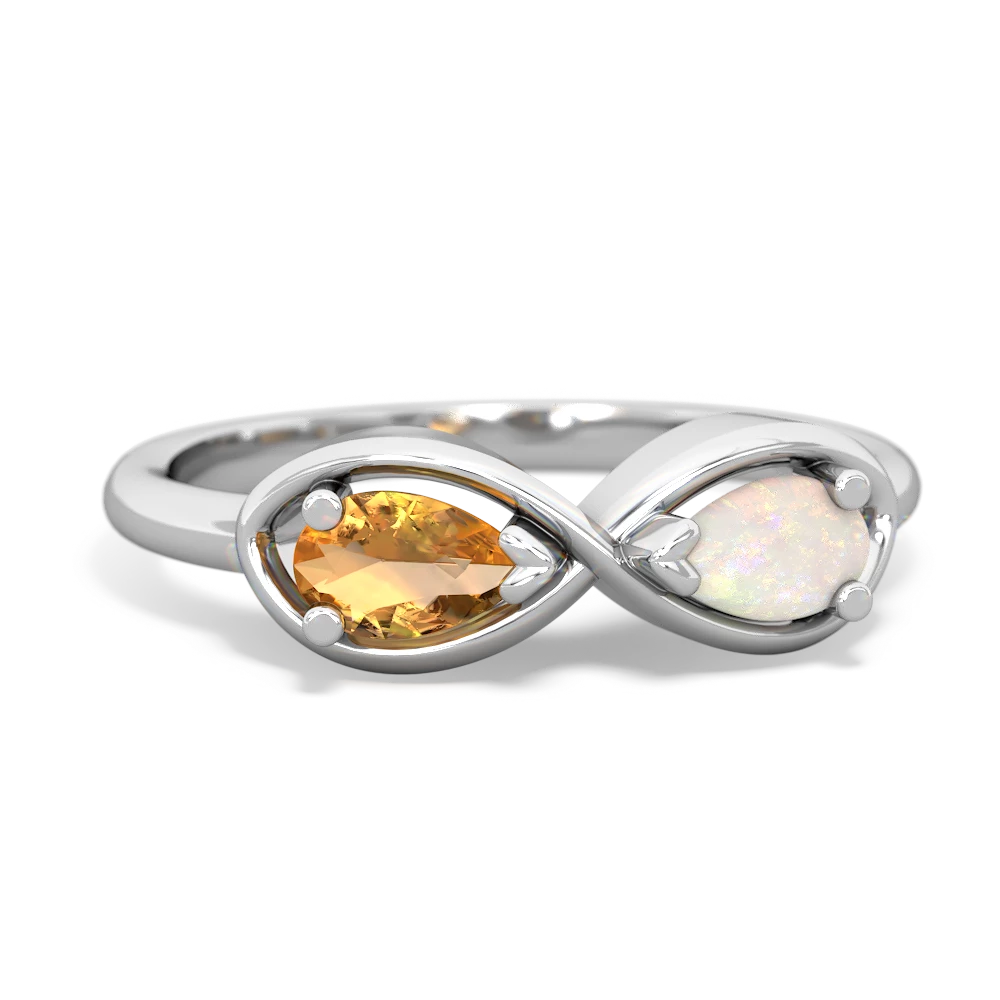 Citrine Infinity 14K White Gold ring R5050