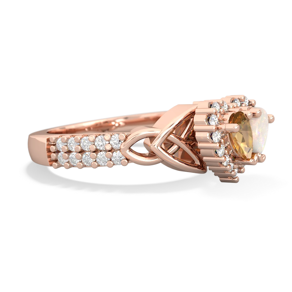 Citrine Celtic Knot Two Hearts As One 14K Rose Gold ring R2644HRT