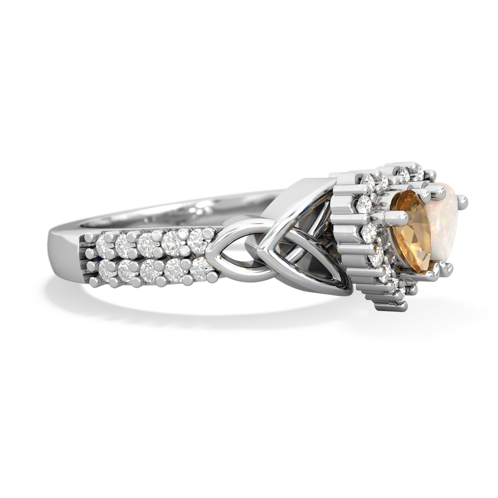 Citrine Celtic Knot Two Hearts As One 14K White Gold ring R2644HRT