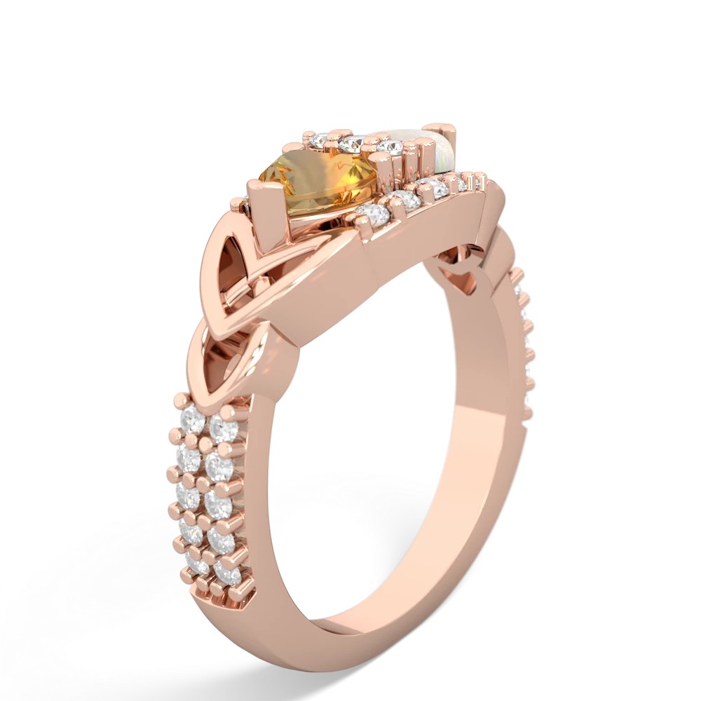 Citrine Sparkling Celtic Knot 14K Rose Gold ring R2645