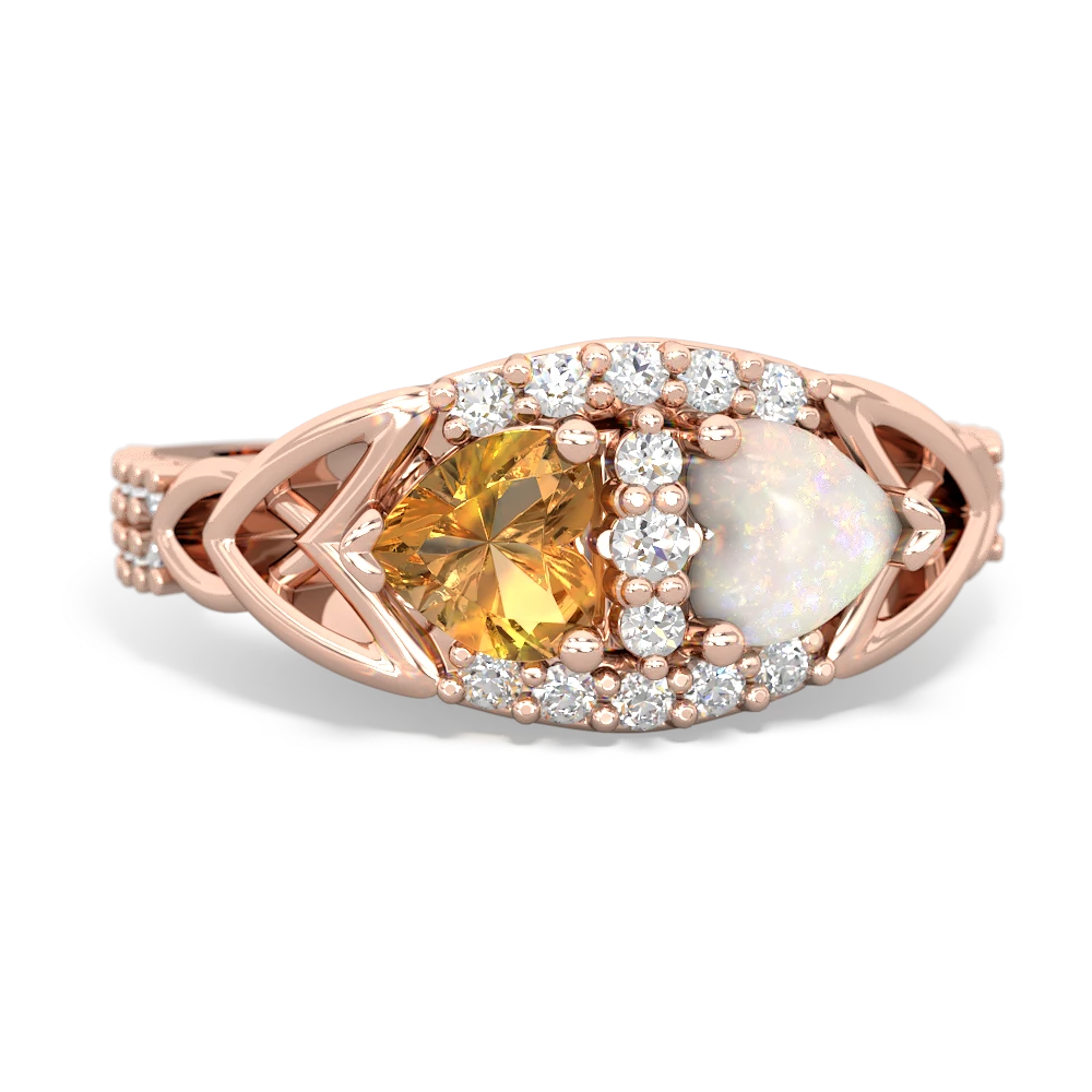 Citrine Sparkling Celtic Knot 14K Rose Gold ring R2645