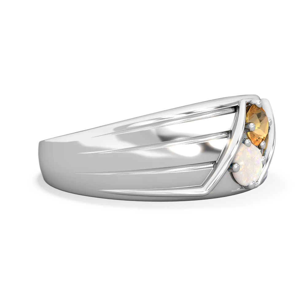 Citrine Men's Streamline 14K White Gold ring R0460