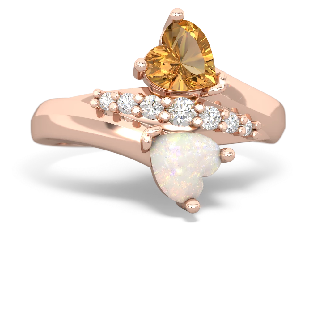 Citrine Heart To Heart 14K Rose Gold ring R2064