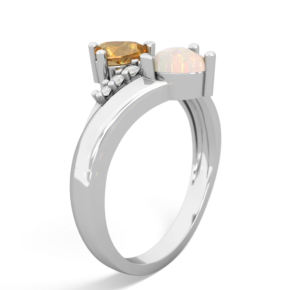 Citrine Heart To Heart 14K White Gold ring R2064