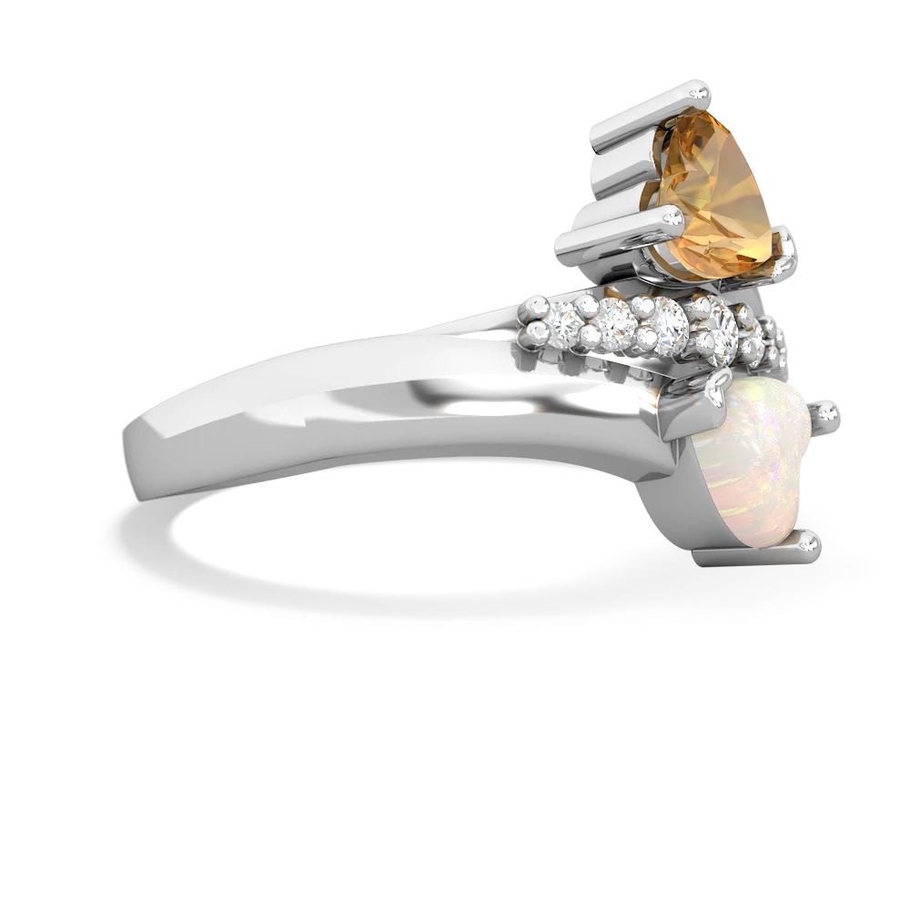 Citrine Heart To Heart 14K White Gold ring R2064