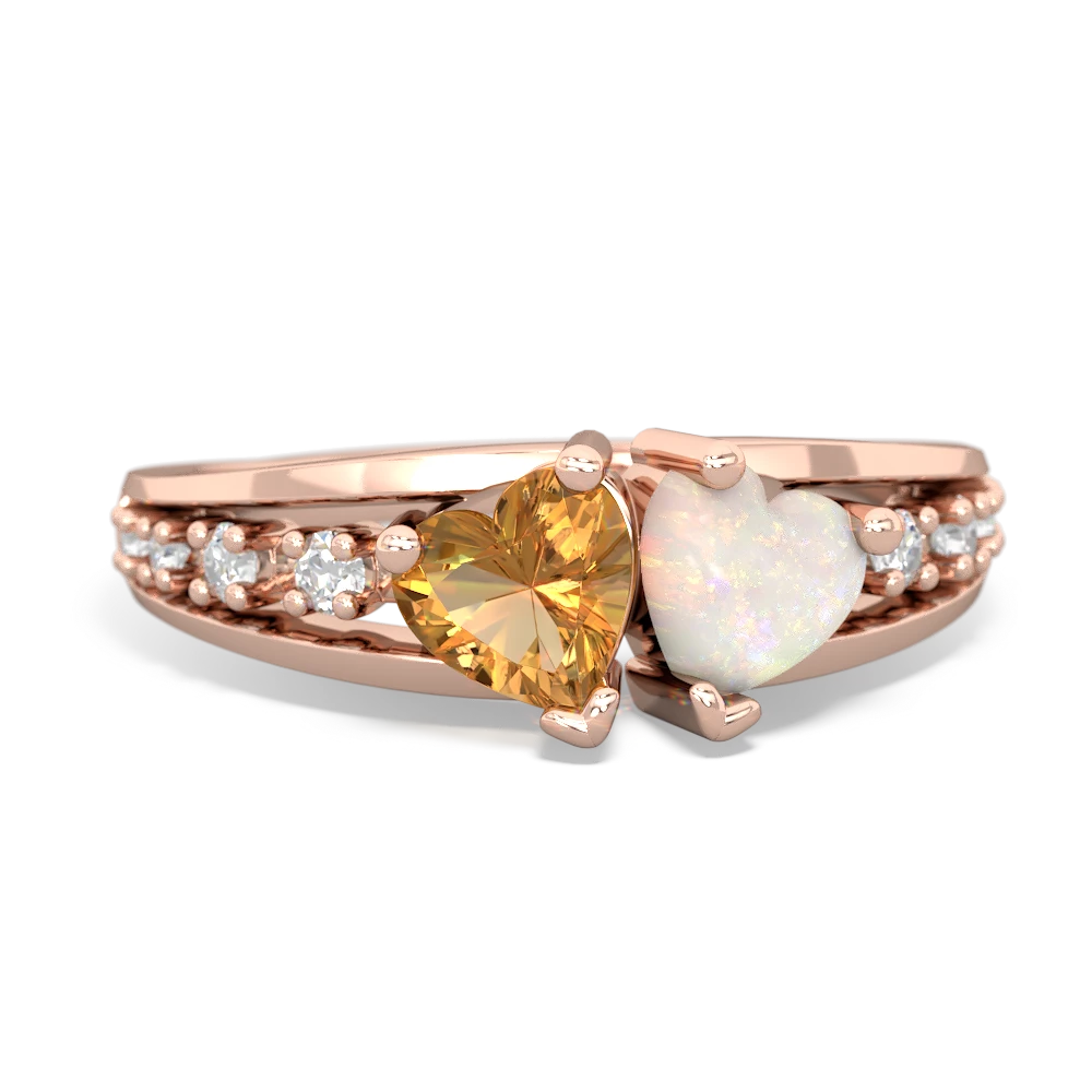 Citrine Heart To Heart 14K Rose Gold ring R3342