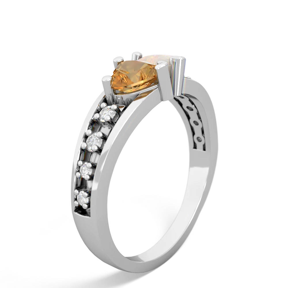 Citrine Heart To Heart 14K White Gold ring R3342