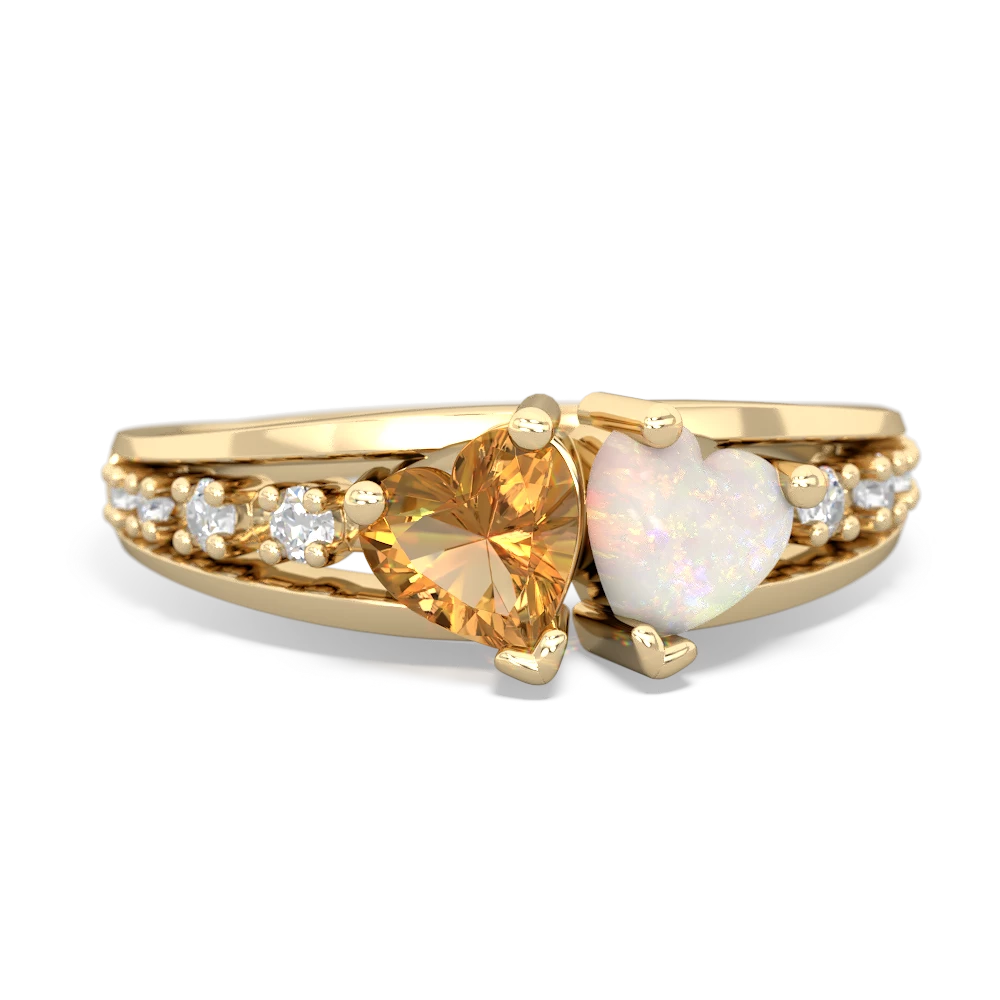 Citrine Heart To Heart 14K Yellow Gold ring R3342