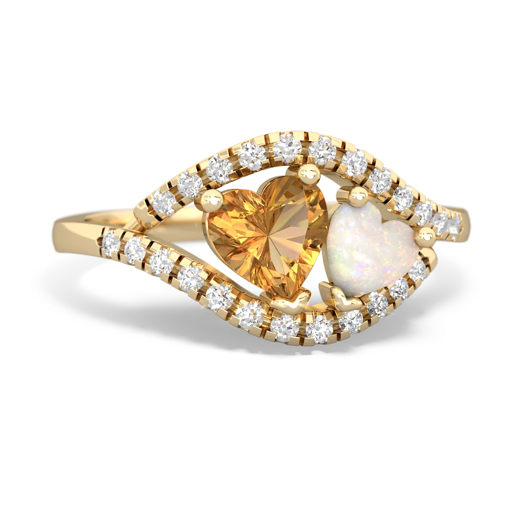 Citrine Mother And Child 14K Yellow Gold ring R3010