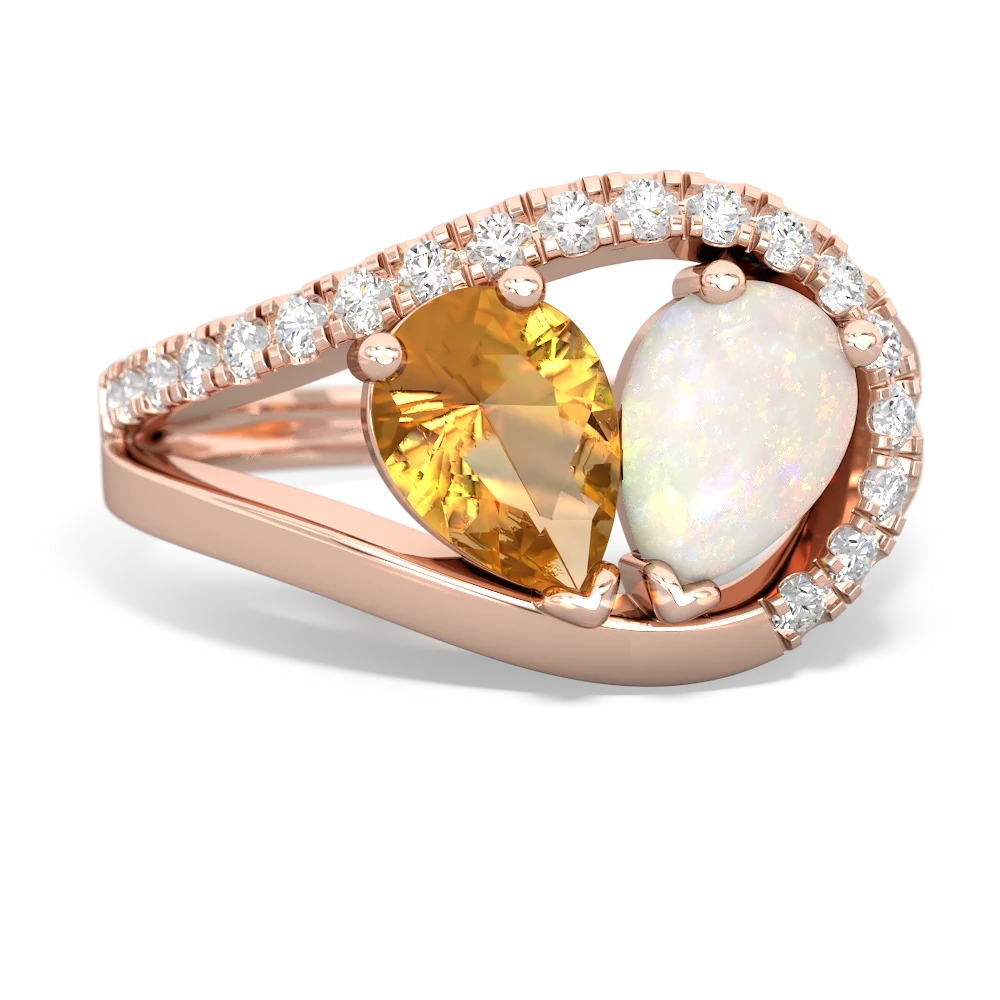 Citrine Nestled Heart Keepsake 14K Rose Gold ring R5650