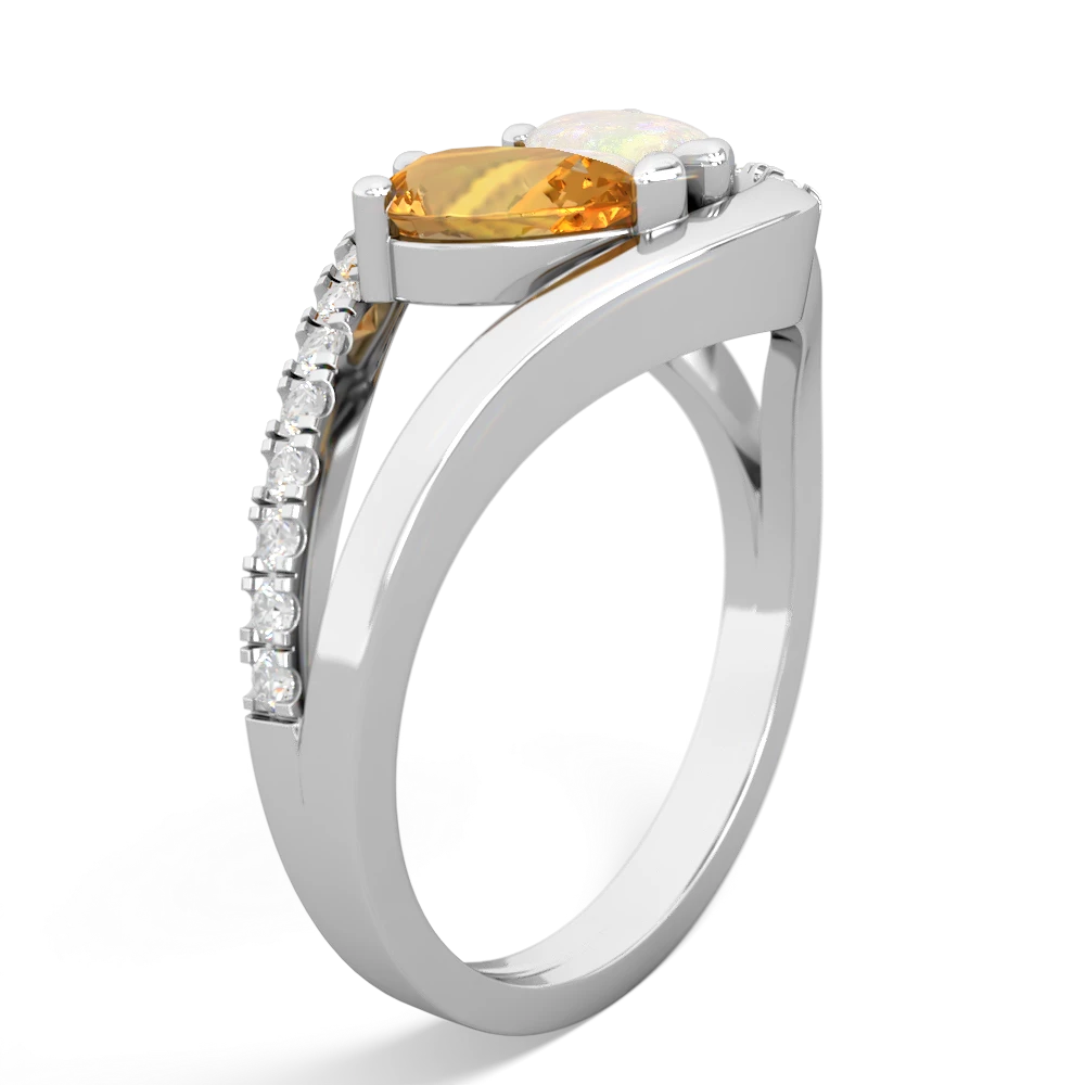 Citrine Nestled Heart Keepsake 14K White Gold ring R5650