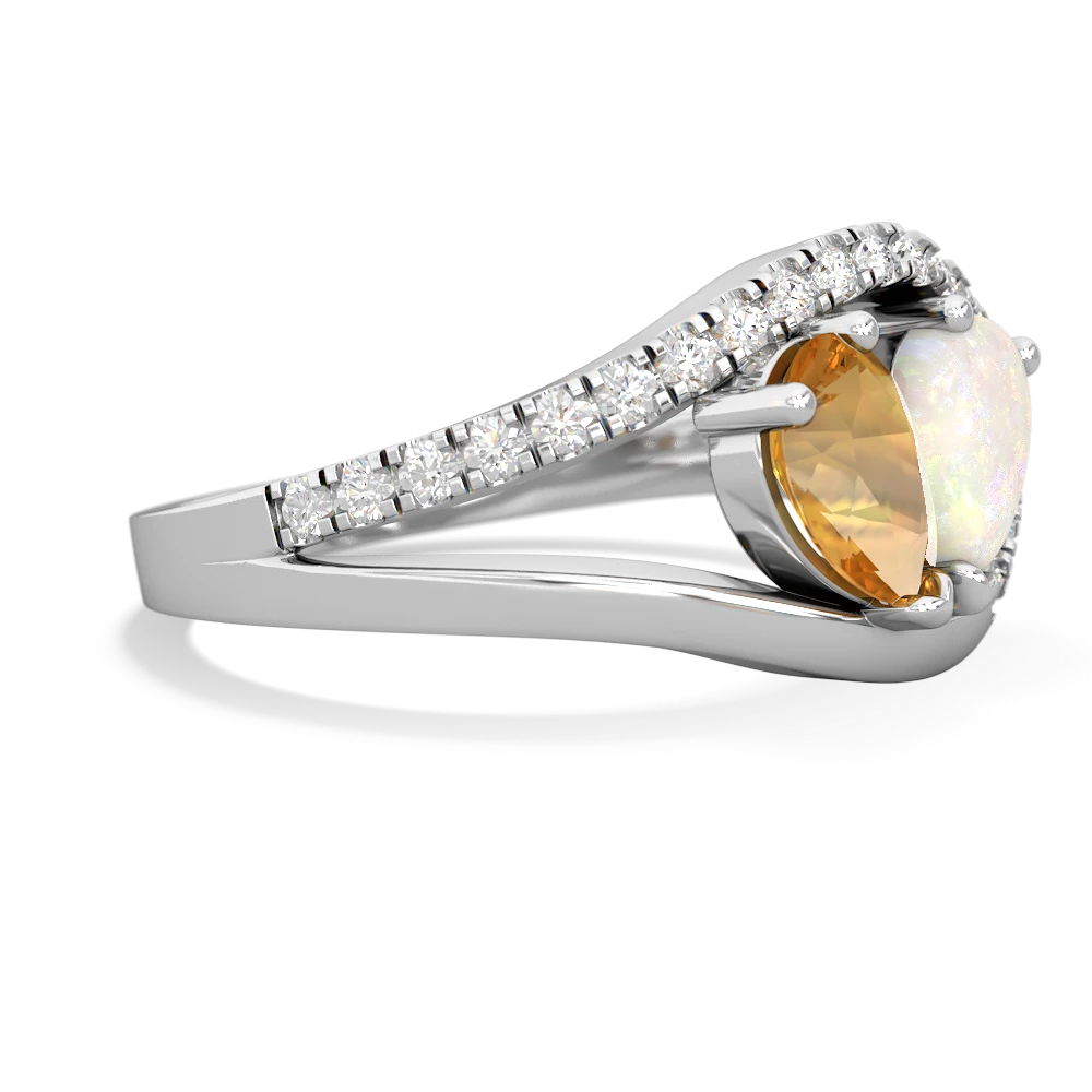 Citrine Nestled Heart Keepsake 14K White Gold ring R5650