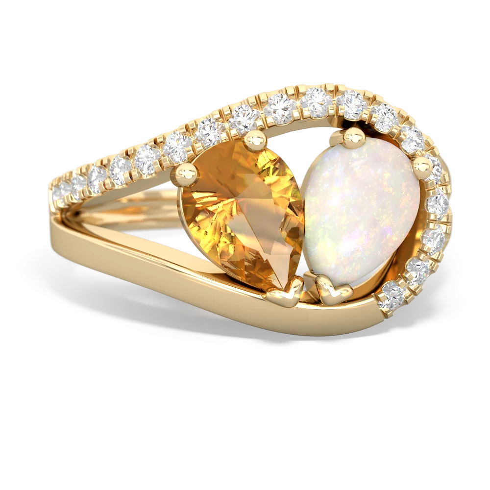 Citrine Nestled Heart Keepsake 14K Yellow Gold ring R5650