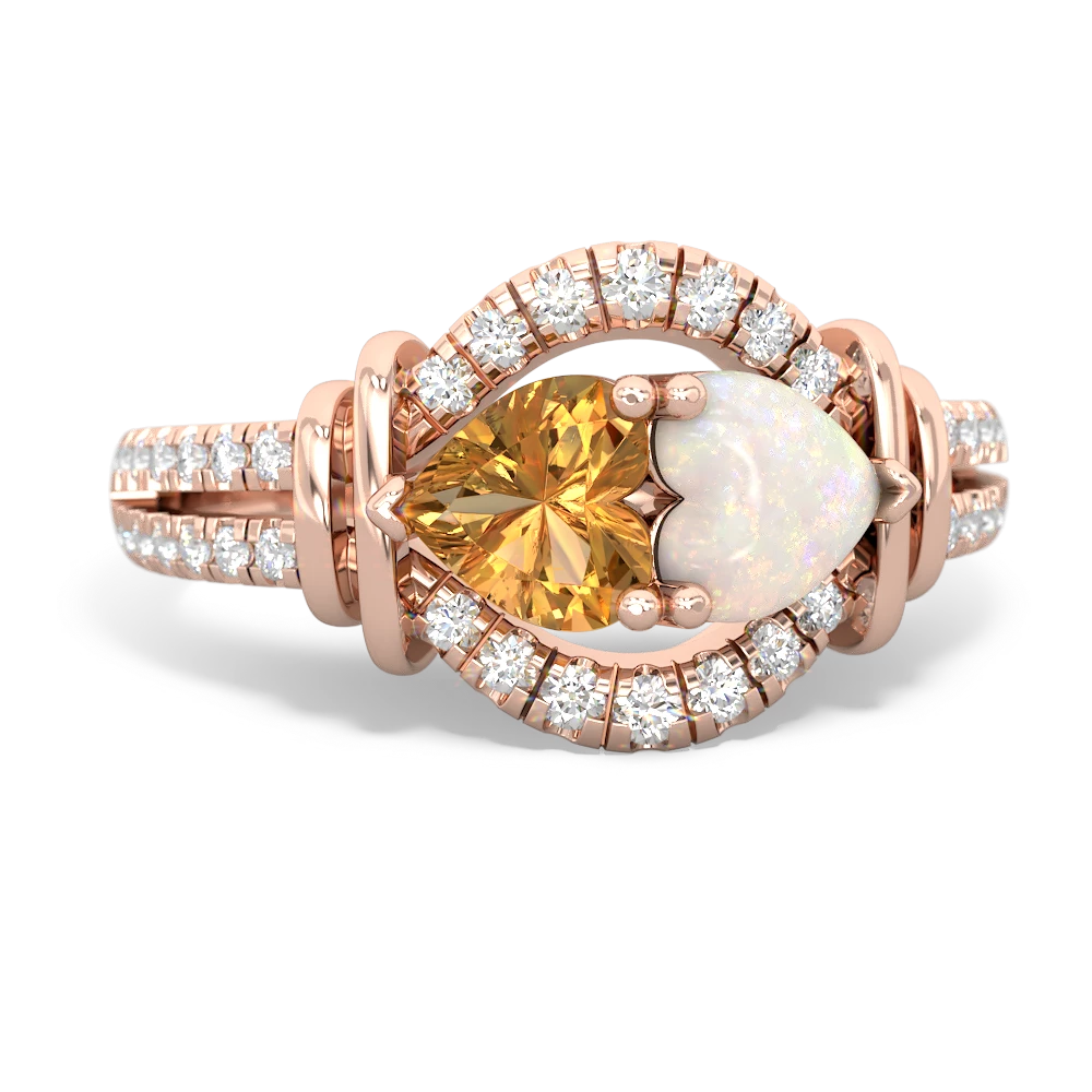 Citrine Art-Deco Keepsake 14K Rose Gold ring R5630