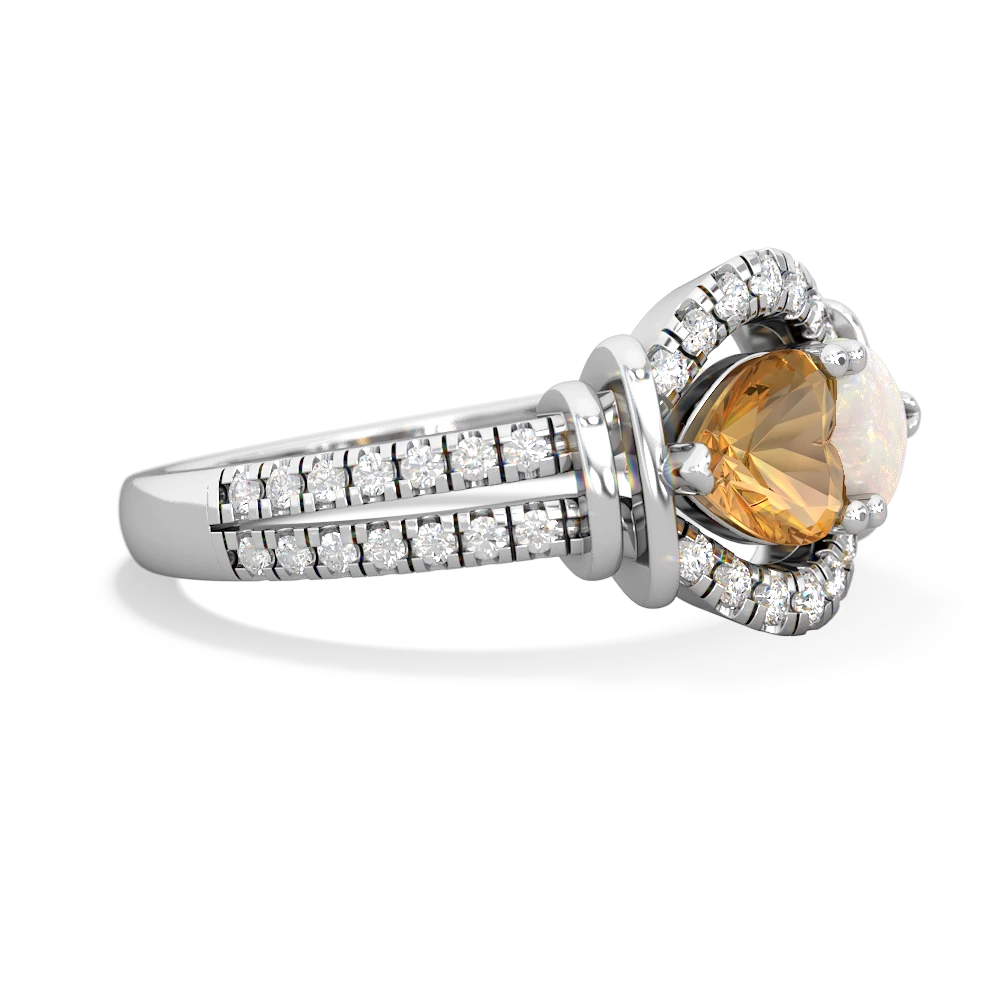 Citrine Art-Deco Keepsake 14K White Gold ring R5630