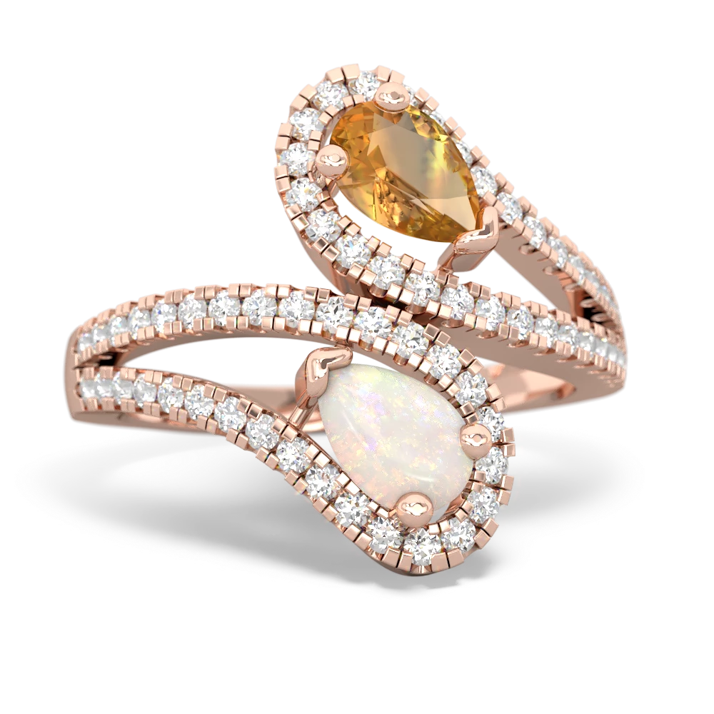 Citrine Diamond Dazzler 14K Rose Gold ring R3000